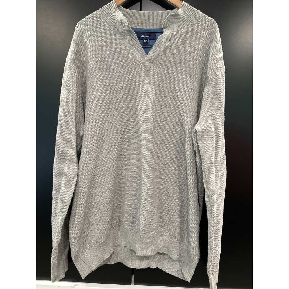 Johnnie-O Belmore V-Neck Sweater Mens XXL Light Gray Seed Stitch JMSW1640